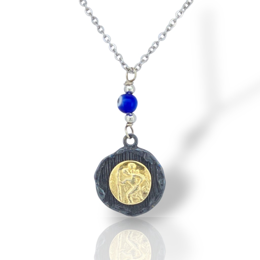 Φυλαχτό αυτοκινήτου Αγ. Χριστόφορος απο ασήμι 925° (code L008221)